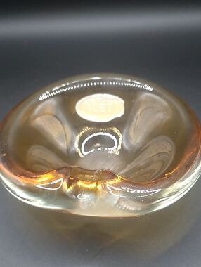 Vintage ICET Arte Murano Amber Glass Ashtray (B6)
